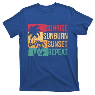 Summer Beach Vacation And Sunrise Sunburn Sunset Repeat Gift T-Shirt