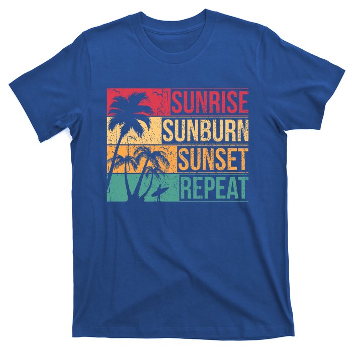 Summer Beach Vacation And Sunrise Sunburn Sunset Repeat Gift T-Shirt