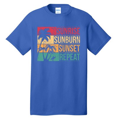 Summer Beach Vacation And Sunrise Sunburn Sunset Repeat Gift Tall T-Shirt