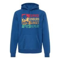 Summer Beach Vacation And Sunrise Sunburn Sunset Repeat Gift Premium Hoodie