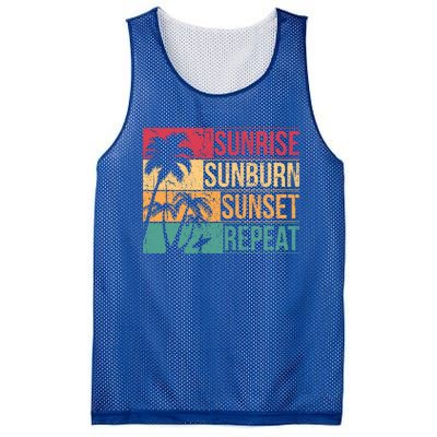 Summer Beach Vacation And Sunrise Sunburn Sunset Repeat Gift Mesh Reversible Basketball Jersey Tank