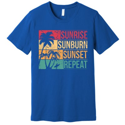 Summer Beach Vacation And Sunrise Sunburn Sunset Repeat Gift Premium T-Shirt