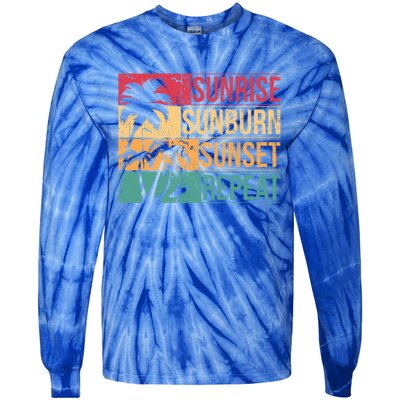 Summer Beach Vacation And Sunrise Sunburn Sunset Repeat Gift Tie-Dye Long Sleeve Shirt