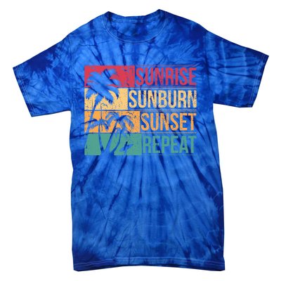 Summer Beach Vacation And Sunrise Sunburn Sunset Repeat Gift Tie-Dye T-Shirt