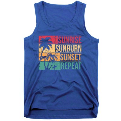 Summer Beach Vacation And Sunrise Sunburn Sunset Repeat Gift Tank Top