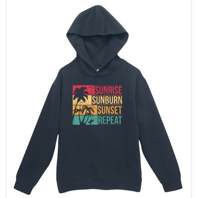 Summer Beach Vacation And Sunrise Sunburn Sunset Repeat Gift Urban Pullover Hoodie