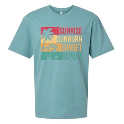 Summer Beach Vacation And Sunrise Sunburn Sunset Repeat Gift Sueded Cloud Jersey T-Shirt