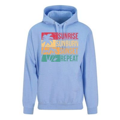 Summer Beach Vacation And Sunrise Sunburn Sunset Repeat Gift Unisex Surf Hoodie