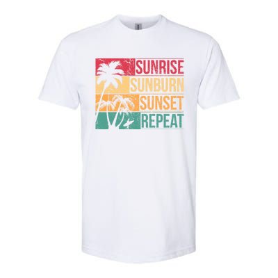 Summer Beach Vacation And Sunrise Sunburn Sunset Repeat Gift Softstyle CVC T-Shirt