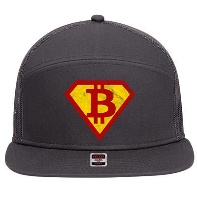 Super Bitcoin Vintage 7 Panel Mesh Trucker Snapback Hat