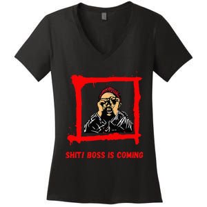 Sudden Boss Visit Panic Stay Cool Impress Succeed Women's V-Neck T-Shirt