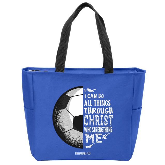 Soccer Bible Verse Christian Sayings Philippians Zip Tote Bag