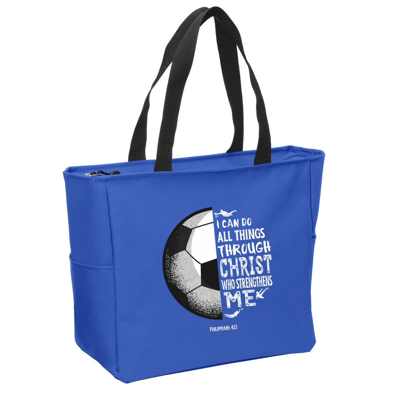 Soccer Bible Verse Christian Sayings Philippians Zip Tote Bag
