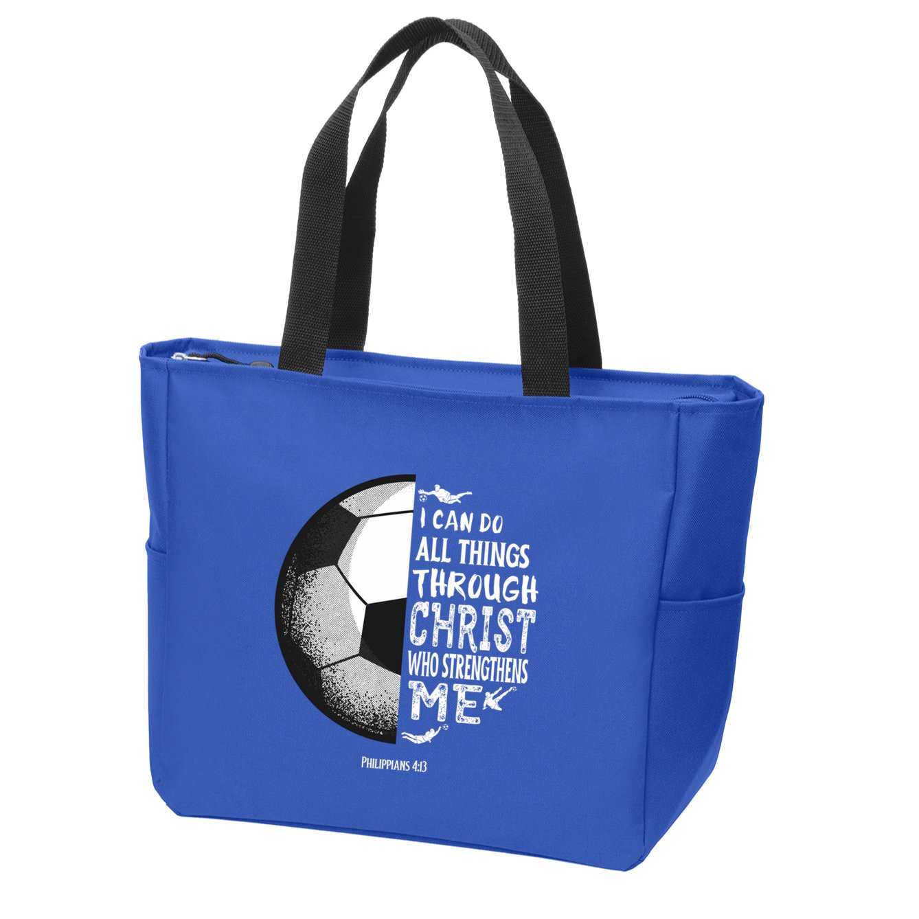 Soccer Bible Verse Christian Sayings Philippians Zip Tote Bag