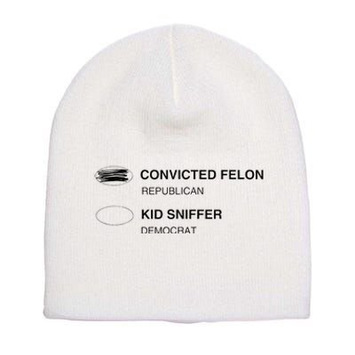 Sniffer Biden Vs Convicted Felon Ballot Paper Voting Short Acrylic Beanie