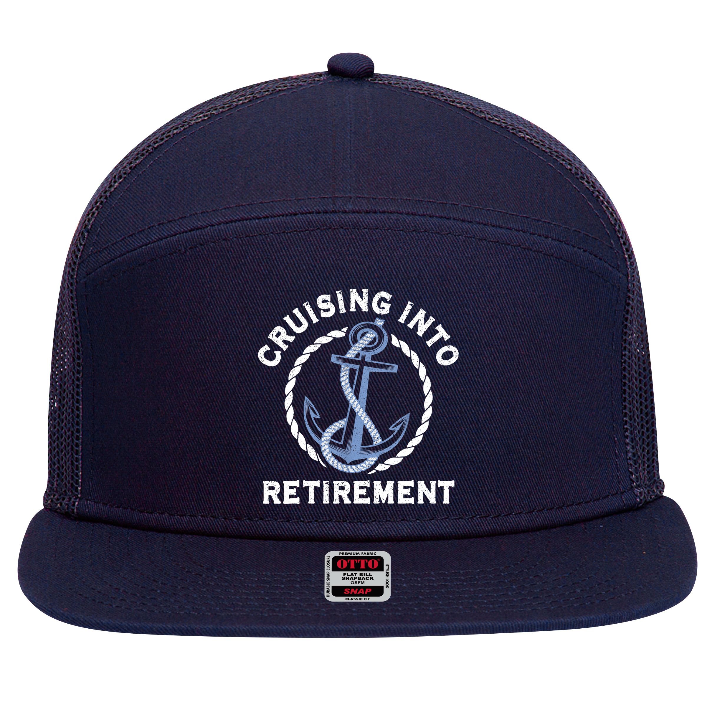 Sailing Boating Vacation Cruising Into Retirement Cruise 7 Panel Mesh Trucker Snapback Hat