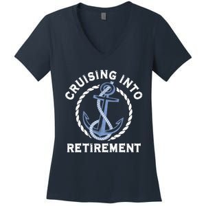 Sailing Boating Vacation Cruising Into Retirement Cruise Women's V-Neck T-Shirt