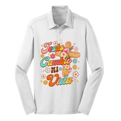 Spanish Bible Verse Christian Faith Jesus Cambio Mi Vida Silk Touch Performance Long Sleeve Polo