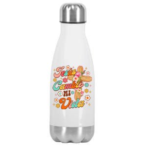 Spanish Bible Verse Christian Faith Jesus Cambio Mi Vida Stainless Steel Insulated Water Bottle