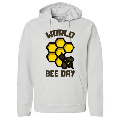 Save Bees World Bee Day Beehive Honey Performance Fleece Hoodie