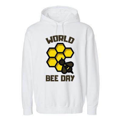 Save Bees World Bee Day Beehive Honey Garment-Dyed Fleece Hoodie