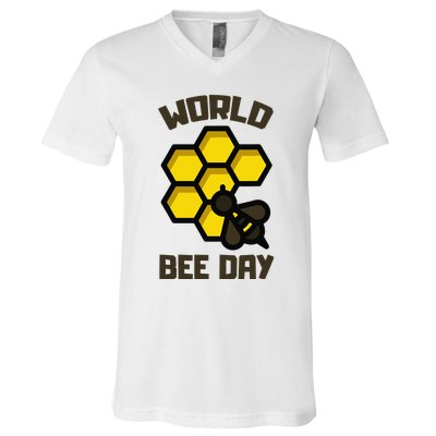 Save Bees World Bee Day Beehive Honey V-Neck T-Shirt