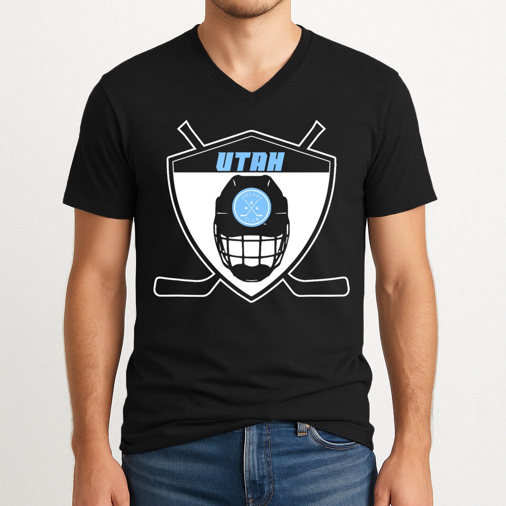 Shield Black Winter Sports Utah Hockey Club Gift V-Neck T-Shirt