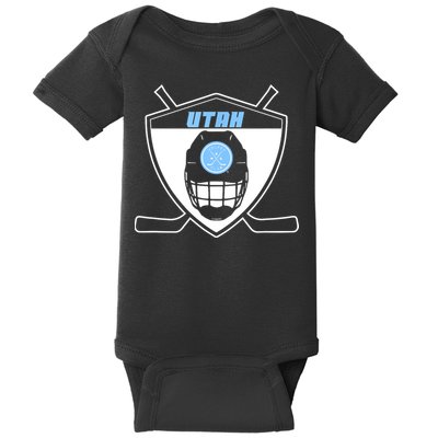 Shield Black Winter Sports Utah Hockey Club Gift Baby Bodysuit