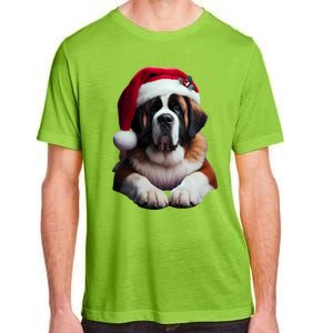 Saint Bernard With Santa Hat Christmas Xmas Dog Owner Mom Gift Adult ChromaSoft Performance T-Shirt