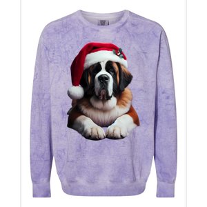 Saint Bernard With Santa Hat Christmas Xmas Dog Owner Mom Gift Colorblast Crewneck Sweatshirt