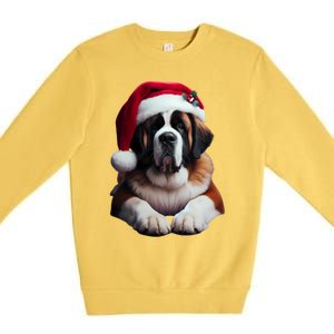 Saint Bernard With Santa Hat Christmas Xmas Dog Owner Mom Gift Premium Crewneck Sweatshirt