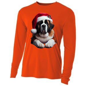 Saint Bernard With Santa Hat Christmas Xmas Dog Owner Mom Gift Cooling Performance Long Sleeve Crew