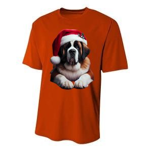 Saint Bernard With Santa Hat Christmas Xmas Dog Owner Mom Gift Performance Sprint T-Shirt