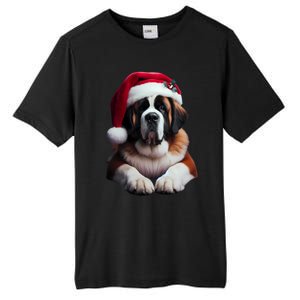 Saint Bernard With Santa Hat Christmas Xmas Dog Owner Mom Gift Tall Fusion ChromaSoft Performance T-Shirt