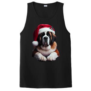 Saint Bernard With Santa Hat Christmas Xmas Dog Owner Mom Gift PosiCharge Competitor Tank