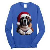 Saint Bernard With Santa Hat Christmas Xmas Dog Owner Mom Gift Long Sleeve Shirt