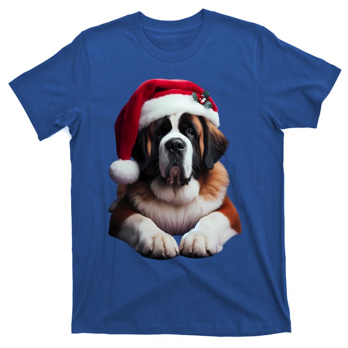 Saint Bernard With Santa Hat Christmas Xmas Dog Owner Mom Gift T-Shirt