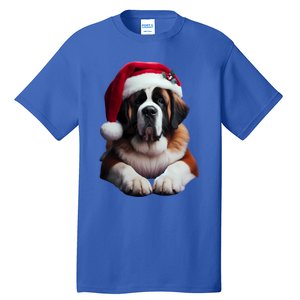 Saint Bernard With Santa Hat Christmas Xmas Dog Owner Mom Gift Tall T-Shirt