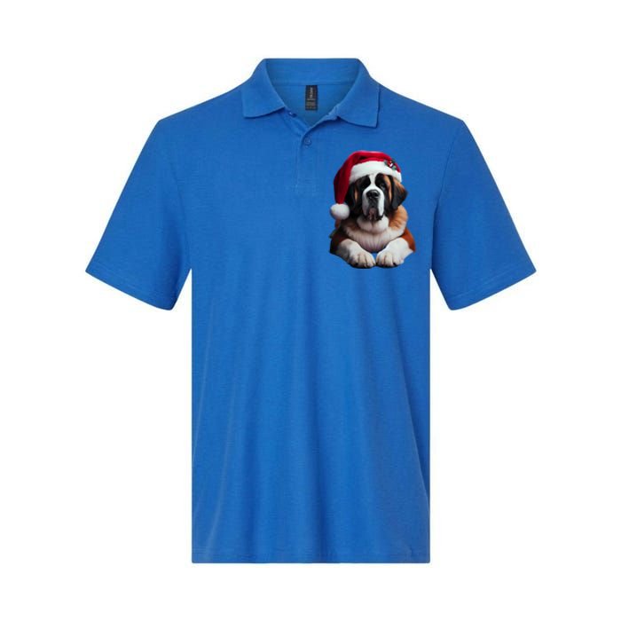 Saint Bernard With Santa Hat Christmas Xmas Dog Owner Mom Gift Softstyle Adult Sport Polo