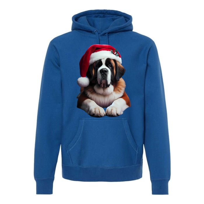 Saint Bernard With Santa Hat Christmas Xmas Dog Owner Mom Gift Premium Hoodie