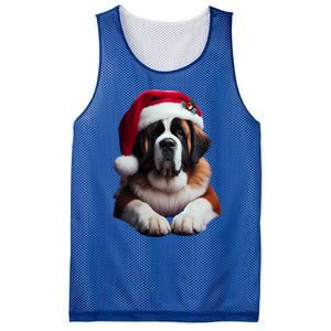 Saint Bernard With Santa Hat Christmas Xmas Dog Owner Mom Gift Mesh Reversible Basketball Jersey Tank