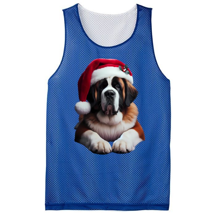 Saint Bernard With Santa Hat Christmas Xmas Dog Owner Mom Gift Mesh Reversible Basketball Jersey Tank