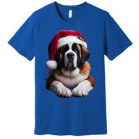 Saint Bernard With Santa Hat Christmas Xmas Dog Owner Mom Gift Premium T-Shirt