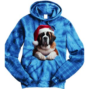 Saint Bernard With Santa Hat Christmas Xmas Dog Owner Mom Gift Tie Dye Hoodie