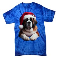 Saint Bernard With Santa Hat Christmas Xmas Dog Owner Mom Gift Tie-Dye T-Shirt