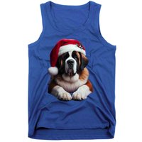 Saint Bernard With Santa Hat Christmas Xmas Dog Owner Mom Gift Tank Top