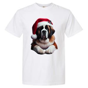 Saint Bernard With Santa Hat Christmas Xmas Dog Owner Mom Gift Garment-Dyed Heavyweight T-Shirt