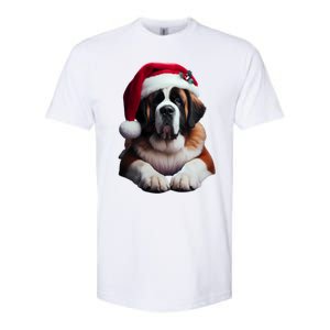 Saint Bernard With Santa Hat Christmas Xmas Dog Owner Mom Gift Softstyle CVC T-Shirt