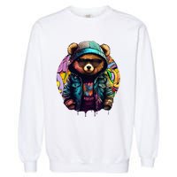 Swag Bear With Cool Glasses Urban Hip Hop Graffiti Art Style Garment-Dyed Sweatshirt