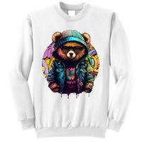 Swag Bear With Cool Glasses Urban Hip Hop Graffiti Art Style Sweatshirt